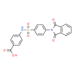 ChemSpider 2D Image | 4-({[4-(1,3-Dioxo-1,3-dihydro-2H-isoindol-2-yl)phenyl]sulfonyl}amino)benzoic acid | C21H14N2O6S