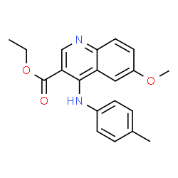ChemSpider 2D Image | Ethyl 6-methoxy-4-[(4-methylphenyl)amino]-3-quinolinecarboxylate | C20H20N2O3