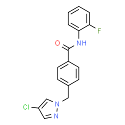 ChemSpider 2D Image | 4-[(4-Chloro-1H-pyrazol-1-yl)methyl]-N-(2-fluorophenyl)benzamide | C17H13ClFN3O