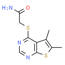 ChemSpider 2D Image | 2-[(5,6-Dimethylthieno[2,3-d]pyrimidin-4-yl)sulfanyl]acetamide | C10H11N3OS2