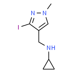 ChemSpider 2D Image | N-[(3-Iodo-1-methyl-1H-pyrazol-4-yl)methyl]cyclopropanamine | C8H12IN3
