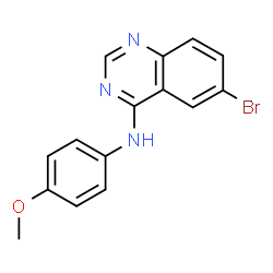 ChemSpider 2D Image | 6-Bromo-N-(4-methoxyphenyl)-4-quinazolinamine | C15H12BrN3O