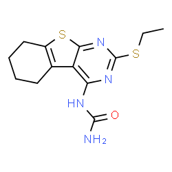 ChemSpider 2D Image | 1-[2-(Ethylsulfanyl)-5,6,7,8-tetrahydro[1]benzothieno[2,3-d]pyrimidin-4-yl]urea | C13H16N4OS2