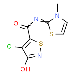 ChemSpider 2D Image | 4-Chloro-3-hydroxy-N-[(2Z)-3-methyl-1,3-thiazol-2(3H)-ylidene]-1,2-thiazole-5-carboxamide | C8H6ClN3O2S2