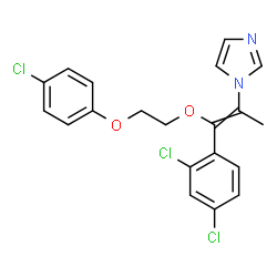 ChemSpider 2D Image | 1-{1-[2-(4-Chlorophenoxy)ethoxy]-1-(2,4-dichlorophenyl)-1-propen-2-yl}-1H-imidazole | C20H17Cl3N2O2