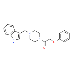 ChemSpider 2D Image | 1-[4-(1H-Indol-3-ylmethyl)-1-piperazinyl]-2-phenoxyethanone | C21H23N3O2