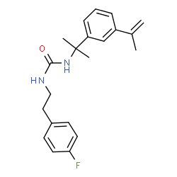 ChemSpider 2D Image | 1-[2-(4-Fluorophenyl)ethyl]-3-[2-(3-isopropenylphenyl)-2-propanyl]urea | C21H25FN2O