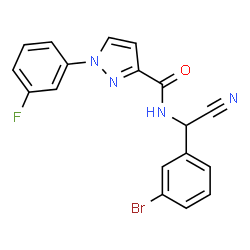 ChemSpider 2D Image | N-[(3-Bromophenyl)(cyano)methyl]-1-(3-fluorophenyl)-1H-pyrazole-3-carboxamide | C18H12BrFN4O