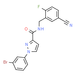 ChemSpider 2D Image | 1-(3-Bromophenyl)-N-(5-cyano-2-fluorobenzyl)-1H-pyrazole-3-carboxamide | C18H12BrFN4O