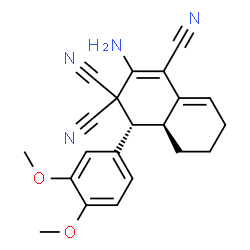 ChemSpider 2D Image | (4R,4aS)-2-Amino-4-(3,4-dimethoxyphenyl)-4a,5,6,7-tetrahydro-1,3,3(4H)-naphthalenetricarbonitrile | C21H20N4O2