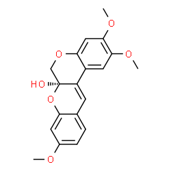 ChemSpider 2D Image | (6aR)-2,3,9-Trimethoxychromeno[3,4-b]chromen-6a(6H)-ol | C19H18O6