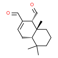 ChemSpider 2D Image | (1R,4aS,8aR)-5,5,8a-Trimethyl-1,4,4a,5,6,7,8,8a-octahydro-1,2-naphthalenedicarbaldehyde | C15H22O2