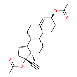 ChemSpider 2D Image | (3beta,9beta,13alpha,14beta)-19-Norpregn-4-en-20-yne-3,17-diyl diacetate | C24H32O4