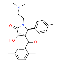 ChemSpider 2D Image | (5S)-1-[2-(Dimethylamino)ethyl]-4-(2,5-dimethylbenzoyl)-3-hydroxy-5-(4-iodophenyl)-1,5-dihydro-2H-pyrrol-2-one | C23H25IN2O3