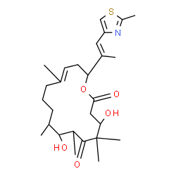 ChemSpider 2D Image | (4S,7R,8S,9S,13E,16R)-4,8-Dihydroxy-5,5,7,9,13-pentamethyl-16-[(1E)-1-(2-methyl-1,3-thiazol-4-yl)-1-propen-2-yl]oxacyclohexadec-13-ene-2,6-dione | C27H41NO5S