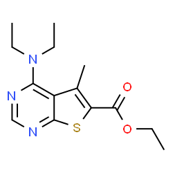 ChemSpider 2D Image | Ethyl 4-(diethylamino)-5-methylthieno[2,3-d]pyrimidine-6-carboxylate | C14H19N3O2S