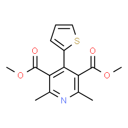 ChemSpider 2D Image | Dimethyl 2,6-dimethyl-4-(2-thienyl)-3,5-pyridinedicarboxylate | C15H15NO4S