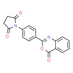 ChemSpider 2D Image | 1-[4-(4-Oxo-4H-3,1-benzoxazin-2-yl)phenyl]-2,5-pyrrolidinedione | C18H12N2O4