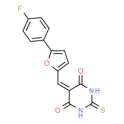 ChemSpider 2D Image | 5-{[5-(4-Fluorophenyl)-2-furyl]methylene}-2-thioxodihydro-4,6(1H,5H)-pyrimidinedione | C15H9FN2O3S