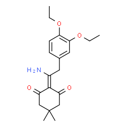 ChemSpider 2D Image | 2-[1-Amino-2-(3,4-diethoxyphenyl)ethylidene]-5,5-dimethyl-1,3-cyclohexanedione | C20H27NO4