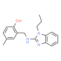 ChemSpider 2D Image | 4-Methyl-2-{[(1-propyl-1H-benzimidazol-2-yl)amino]methyl}phenol | C18H21N3O