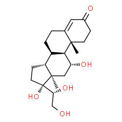 ChemSpider 2D Image | (11alpha,13alpha,14beta,20R)-11,17,20,21-Tetrahydroxypregn-4-en-3-one | C21H32O5