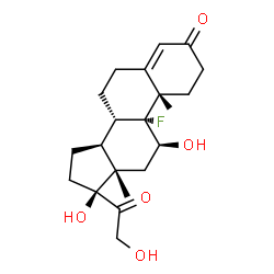 ChemSpider 2D Image | (11beta,17alpha)-9-Fluoro-11,17,21-trihydroxypregn-4-ene-3,20-dione | C21H29FO5