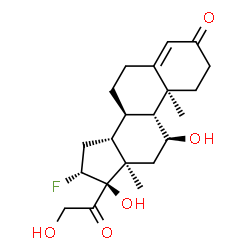 ChemSpider 2D Image | (8alpha,9beta,10alpha,11alpha,13alpha,16beta)-16-Fluoro-11,17,21-trihydroxypregn-4-ene-3,20-dione | C21H29FO5
