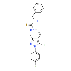 ChemSpider 2D Image | (2Z)-N-Benzyl-2-{[5-chloro-1-(4-fluorophenyl)-3-methyl-1H-pyrazol-4-yl]methylene}hydrazinecarbothioamide | C19H17ClFN5S
