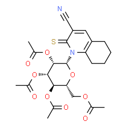 ChemSpider 2D Image | 1-(2,3,4,6-Tetra-O-acetyl-beta-D-mannopyranosyl)-2-thioxo-1,2,5,6,7,8-hexahydro-3-quinolinecarbonitrile | C24H28N2O9S