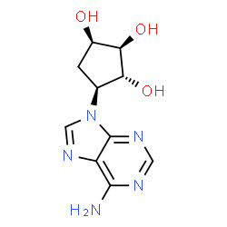 ChemSpider 2D Image | (1R,2R,3R,4S)-4-(6-Amino-9H-purin-9-yl)-1,2,3-cyclopentanetriol | C10H13N5O3