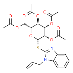 ChemSpider 2D Image | 1-Allyl-1H-benzimidazol-2-yl 2,3,4,6-tetra-O-acetyl-1-thio-beta-D-mannopyranoside | C24H28N2O9S