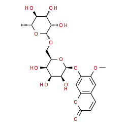 ChemSpider 2D Image | 6-Methoxy-2-oxo-2H-chromen-7-yl 6-O-(6-deoxy-beta-D-mannopyranosyl)-beta-D-talopyranoside | C22H28O13