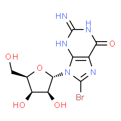 ChemSpider 2D Image | 2-Amino-8-bromo-9-(alpha-D-lyxofuranosyl)-1,9-dihydro-6H-purin-6-one | C10H12BrN5O5