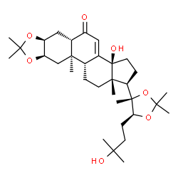 ChemSpider 2D Image | (1R,3aS,5aS,6aS,9aR,10aR,10bR,12aS)-3a-Hydroxy-1-[(4S,5S)-5-(3-hydroxy-3-methylbutyl)-2,2,4-trimethyl-1,3-dioxolan-4-yl]-8,8,10a,12a-tetramethyl-1,2,3,3a,5a,6,6a,9a,10,10a,10b,11,12,12a-tetradecahydro
-5H-cyclopenta[7,8]phenanthro[2,3-d][1,3]dioxol-5-one | C33H52O7