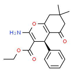 ChemSpider 2D Image | Ethyl (4R)-2-amino-7,7-dimethyl-5-oxo-4-phenyl-5,6,7,8-tetrahydro-4H-chromene-3-carboxylate | C20H23NO4