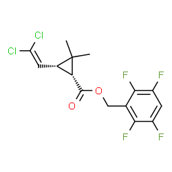 ChemSpider 2D Image | 2,3,5,6-Tetrafluorobenzyl (1R,3R)-3-(2,2-dichlorovinyl)-2,2-dimethylcyclopropanecarboxylate | C15H12Cl2F4O2