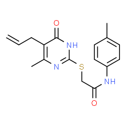 ChemSpider 2D Image | 2-[(5-Allyl-4-hydroxy-6-methylpyrimidin-2-yl)sulfanyl]-N-(4-methylphenyl)acetamide | C17H19N3O2S