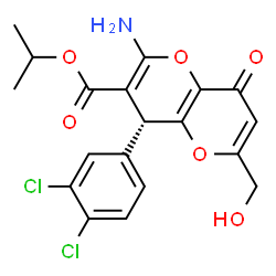 ChemSpider 2D Image | Isopropyl (4R)-2-amino-4-(3,4-dichlorophenyl)-6-(hydroxymethyl)-8-oxo-4,8-dihydropyrano[3,2-b]pyran-3-carboxylate | C19H17Cl2NO6