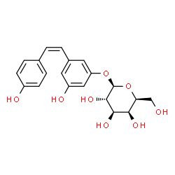 ChemSpider 2D Image | 3-Hydroxy-5-[(Z)-2-(4-hydroxyphenyl)vinyl]phenyl beta-L-galactopyranoside | C20H22O8
