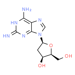 ChemSpider 2D Image | 9-(2-Deoxy-beta-L-threo-pentofuranosyl)-9H-purine-2,6-diamine | C10H14N6O3