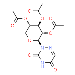 ChemSpider 2D Image | 2-(2,3,4-Tri-O-acetyl-beta-L-xylopyranosyl)-1,2,4-triazine-3,5(2H,4H)-dione | C14H17N3O9