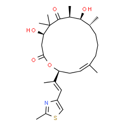 ChemSpider 2D Image | (4R,7S,8S,9R,13Z,16S)-4,8-Dihydroxy-5,5,7,9,13-pentamethyl-16-[(1E)-1-(2-methyl-1,3-thiazol-4-yl)-1-propen-2-yl]oxacyclohexadec-13-ene-2,6-dione | C27H41NO5S