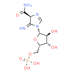 ChemSpider 2D Image | (4S)-5-Imino-1-(5-O-phosphono-beta-L-xylofuranosyl)-4,5-dihydro-1H-imidazole-4-carboxamide | C9H15N4O8P