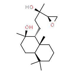 ChemSpider 2D Image | 4,5-Anhydro-1,2-dideoxy-1-[(1R,2R,4aR,8aR)-2-hydroxy-2,5,5,8a-tetramethyldecahydro-1-naphthalenyl]-3-C-methyl-D-threo-pentitol | C20H36O3