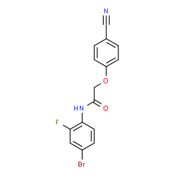 ChemSpider 2D Image | N-(4-Bromo-2-fluorophenyl)-2-(4-cyanophenoxy)acetamide | C15H10BrFN2O2