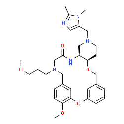 ChemSpider 2D Image | (10R,15S)-13-[(1,2-Dimethyl-1H-imidazol-5-yl)methyl]-24-methoxy-19-(3-methoxypropyl)-2,9-dioxa-13,16,19-triazatetracyclo[19.3.1.1~3,7~.0~10,15~]hexacosa-1(25),3(26),4,6,21,23-hexaen-17-one | C32H43N5O5