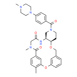 ChemSpider 2D Image | (10R,15S)-19,24-Dimethyl-13-[4-(4-methyl-1-piperazinyl)benzoyl]-2,9-dioxa-13,16,19-triazatetracyclo[19.3.1.1~3,7~.0~10,15~]hexacosa-1(25),3(26),4,6,21,23-hexaene-17,20-dione | C35H41N5O5