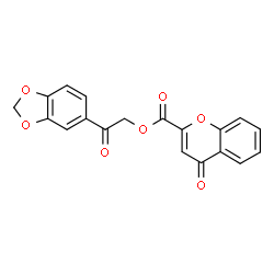 ChemSpider 2D Image | 2-(1,3-Benzodioxol-5-yl)-2-oxoethyl 4-oxo-4H-chromene-2-carboxylate | C19H12O7