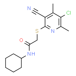 ChemSpider 2D Image | 2-[(5-Chloro-3-cyano-4,6-dimethyl-2-pyridinyl)sulfanyl]-N-cyclohexylacetamide | C16H20ClN3OS